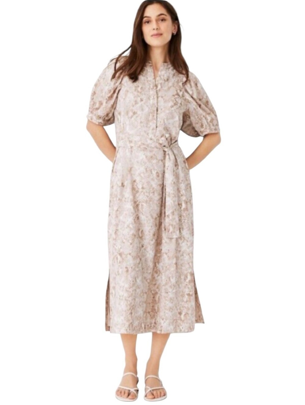 Ann Taylor Light Brown Snakeskin Chiffon Maxi Dress Size Small
